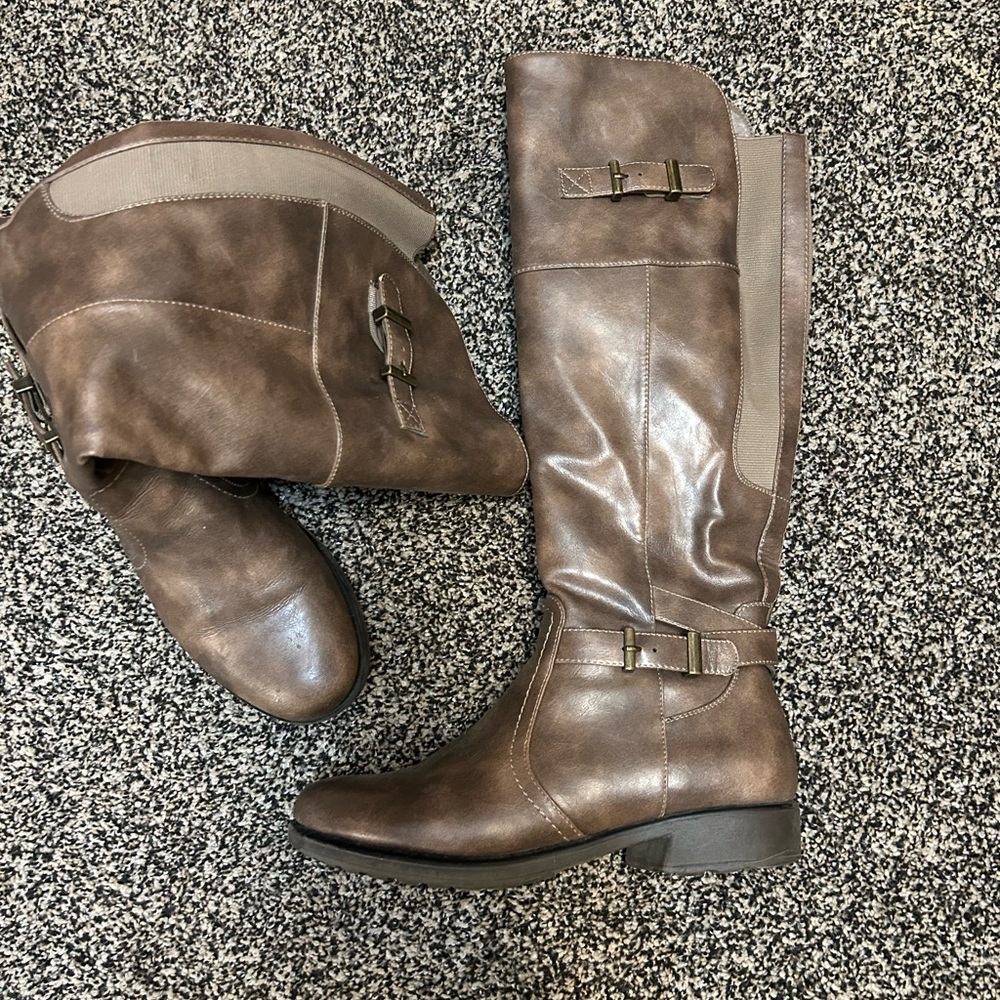 Brown Leather Knee-High Boots